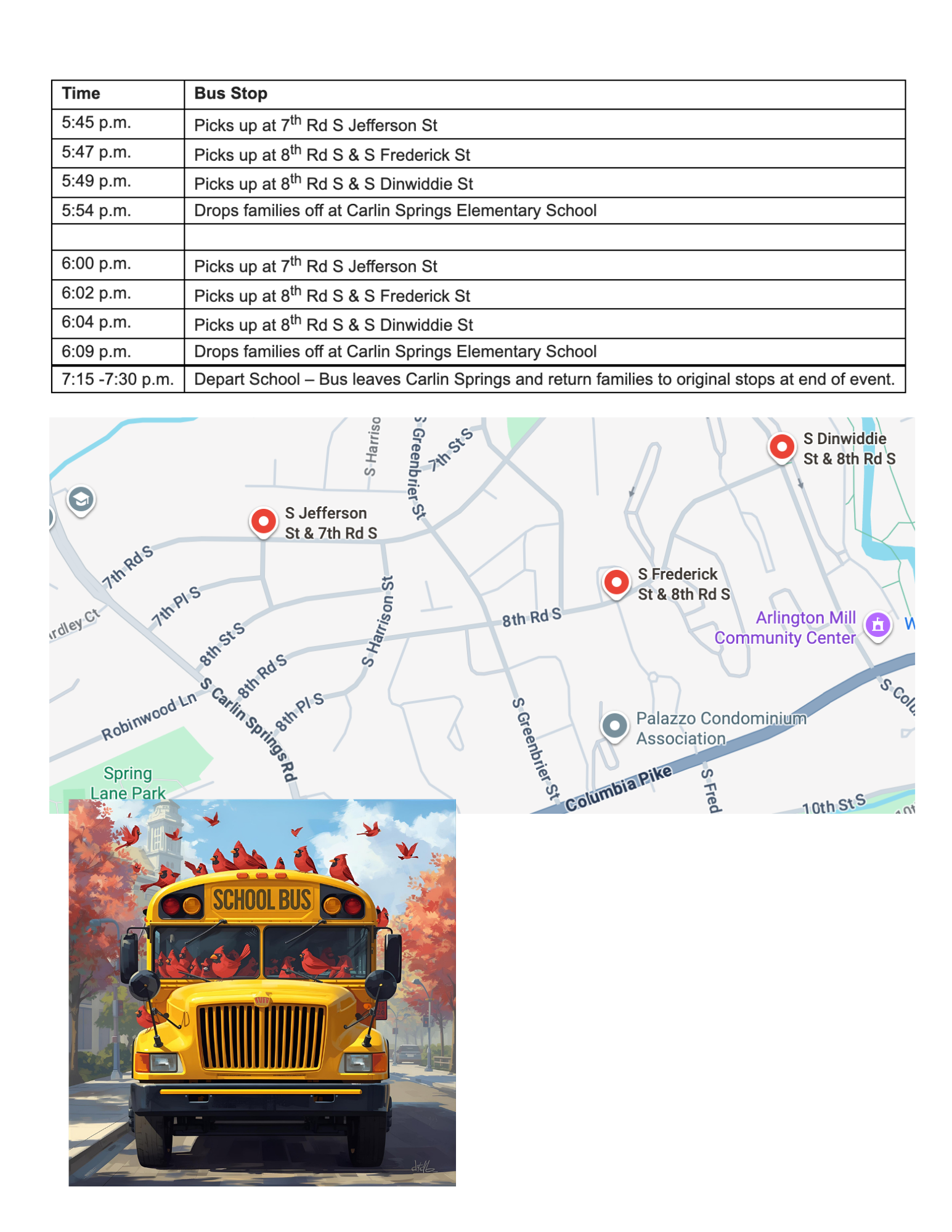 Title I night flyer with all of the same details described in the website news post.