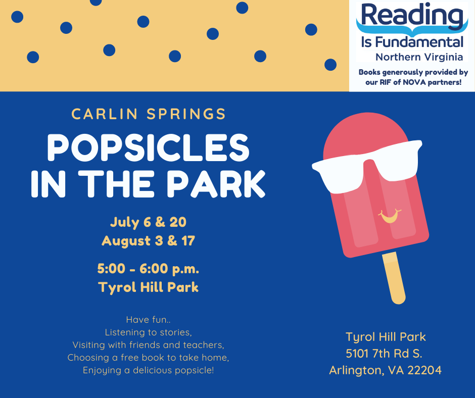 folleto de paletas heladas en el parque de verano de 2022 con todas las fechas en inglés