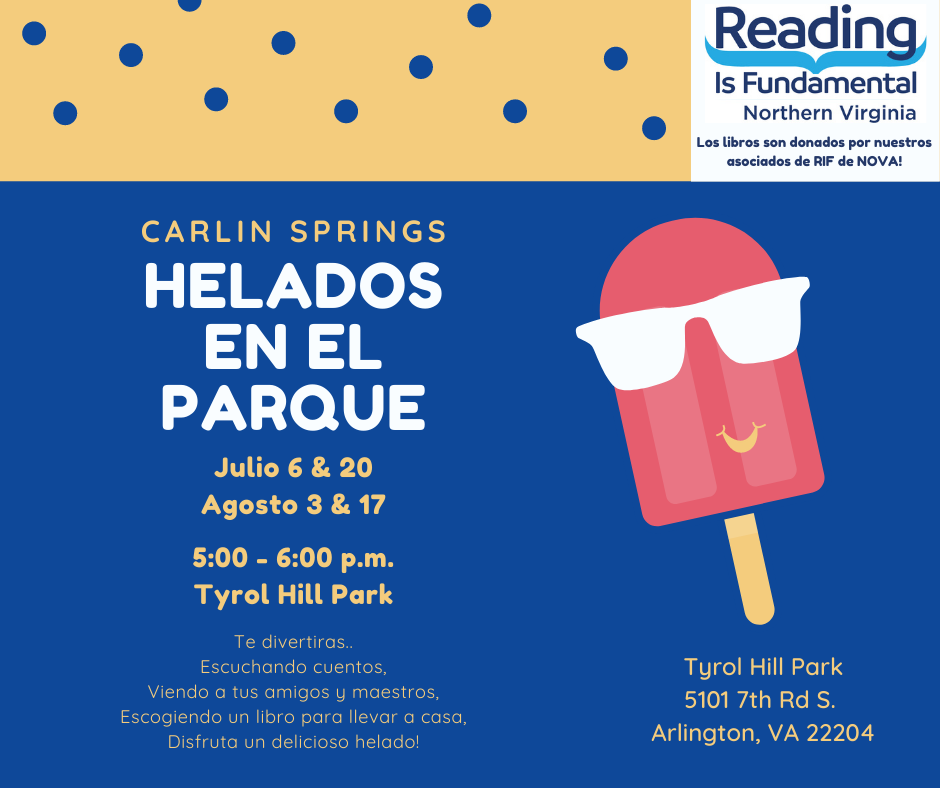 folleto de paletas heladas en el parque de verano de 2022 con todas las fechas en español