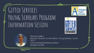 Gifted Services_Young Scholars CS Parent Info Session SY2122