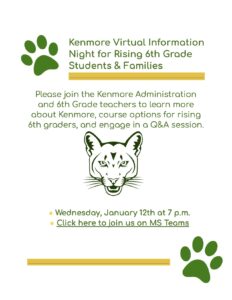 Kenmore Parent Information Night Flyer in English