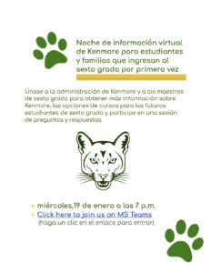 kenmore information night flyer in Spanish