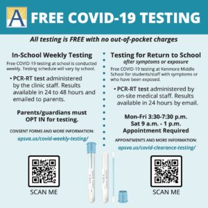 Covid testing flyer in English