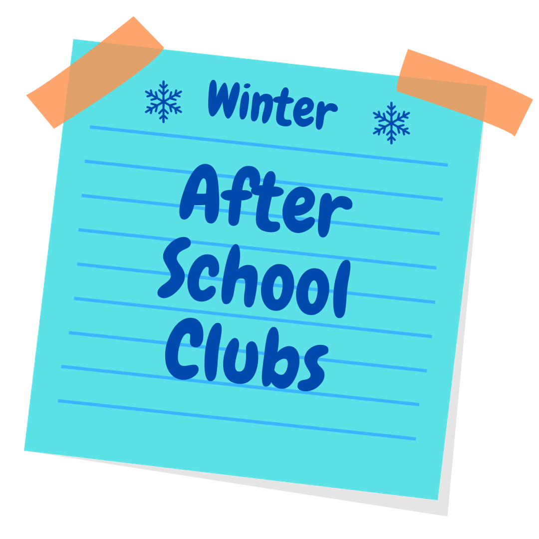 Winter after school clubs written on a sticky note