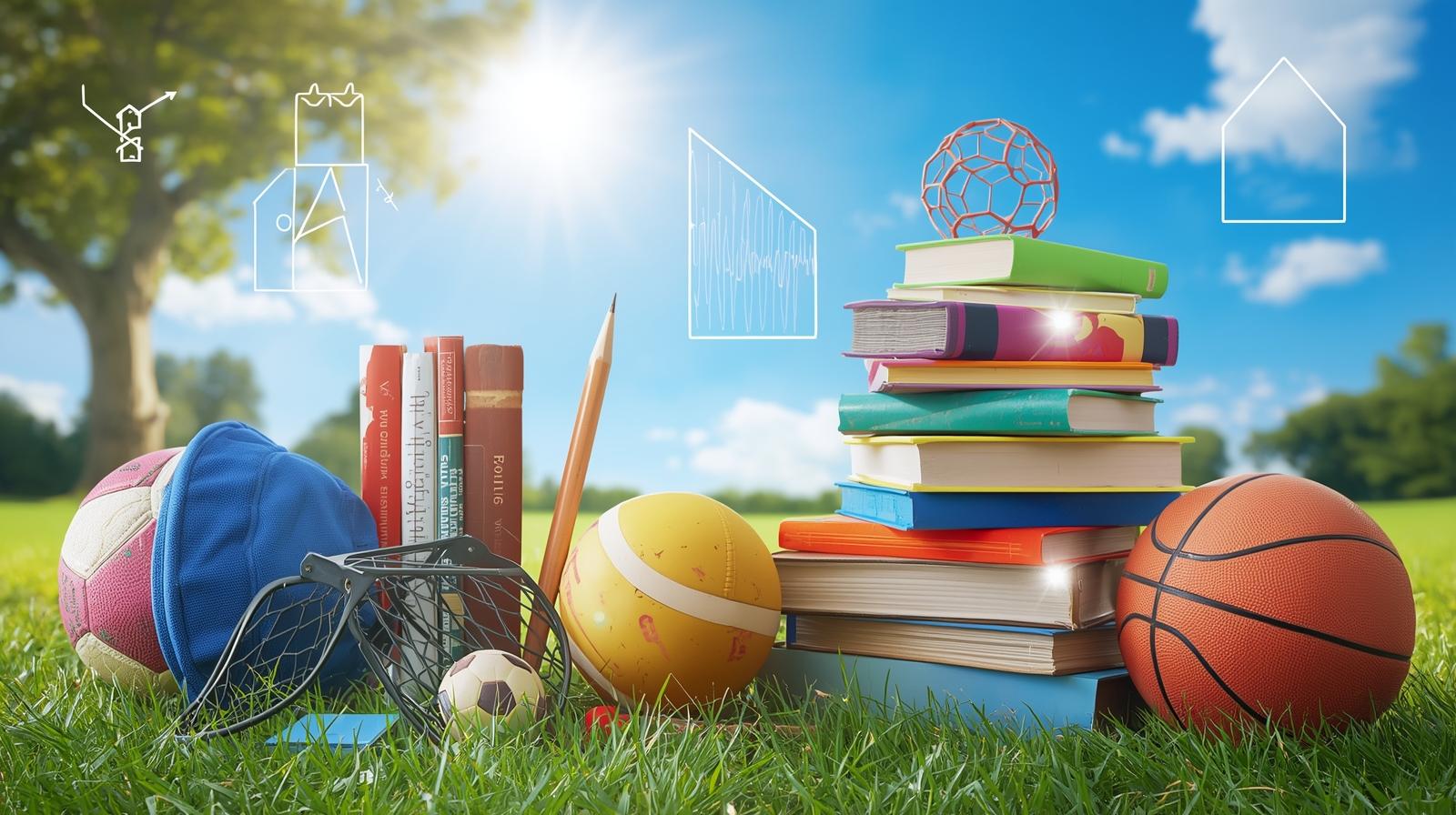 images of sunshine, art, books. sports, out doors, learning, math